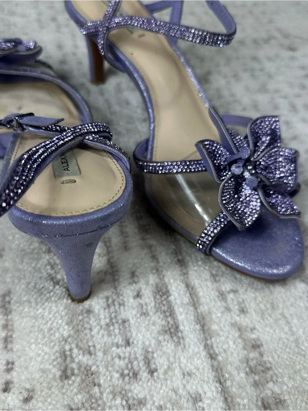 Alex Marie Blue Floral Embellished Strappy Sandals